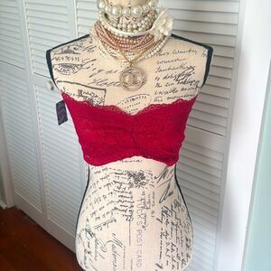 *Intimately* FREE PEOPLE SZ M Wine Red Lace Bandeau Bra NWT